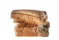 Mouldy bread isolated on white background. Royalty Free Stock Photo