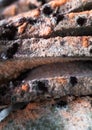 Mouldy moldy bread. Close-up Royalty Free Stock Photo