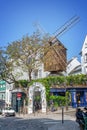 Moulin de la Galette, famous restaurant and old wooden windmill in Montmartre, Paris France