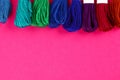 Mouline. Multicolored thread for embroidery. Colorful thread for embroidery. Threads of a moulin