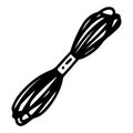 Mouline thread for embroidery. Skein of thread for sewing and needlework. Black and white vector illustration.