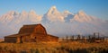 Moulton Barn at Sunrise, Grand Teton National Park Royalty Free Stock Photo