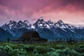 Moulton Barn sunrise, Grand Teton National Park Royalty Free Stock Photo