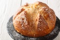 Mouna or mona scented brioche bread with orange flavor closeup on the table. Horizontal