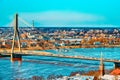 Mound Bridge Vantage Bridge across Western Dvina River in Riga Royalty Free Stock Photo