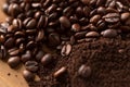 Mound of Coffee Beans and Grounds Royalty Free Stock Photo
