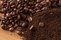 Mound of Coffee Beans and Grounds Royalty Free Stock Photo