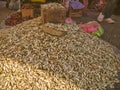 A mound of dried pumpkin seeds at the street market in Teloloapan, Guerrero. Travel in Mexico