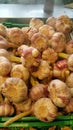 Mound of whole garlic onions on stalks Royalty Free Stock Photo