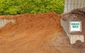 mound of hemlock mulch for sale in Berkshires Massachusetts garden center in Spring