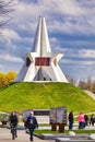 The Mound of Immortality is one of the symbols of the city of Bryansk on a sunny spring day. Bryansk, Russia-May 2021