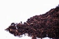 mound of soil, peat moss isolate, dead leaf or isolated humus organic soil on white background