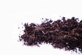 mound of soil, peat moss isolate, dead leaf or isolated humus organic soil on white background