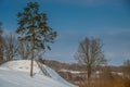 Mound in winter, blue sky Royalty Free Stock Photo