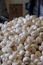 Mounds of fresh mushrooms at the local market