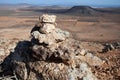 mounds of stones in volcanic area