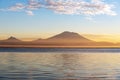 Mount Agung volcano during sunrise Royalty Free Stock Photo