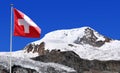 Mount Alphubel with Swiss flag Royalty Free Stock Photo