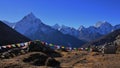 Mount Ama Dablam and prayer flags Royalty Free Stock Photo
