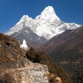 Mount Ama Dablam with stupa near Pangboche village Royalty Free Stock Photo