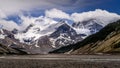 Mount Andromeda, Mount Athabasca and Hilda Peak with Athabasca Glacier in the Columbia Icefields in Jasper National Park