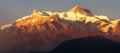 Mount Annapurna, evening sunset view Royalty Free Stock Photo