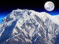 Mount Annapurna South and the Moon Royalty Free Stock Photo