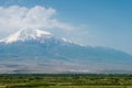 Mount Ararat view from Khor Virap Monastery. a famous landscape in Lusarat, Ararat, Armenia Royalty Free Stock Photo