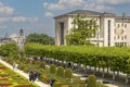 Mount of the Arts (Mont des Arts), view of colorful garden, Brussels, Belgium
