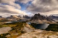 Mount Assiniboine with lake on Nublet peak in autumn forest on sunset at provincial park Royalty Free Stock Photo