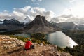 Mount Assiniboine with rocky mountains and lake in autumn forest at provincial park, BC, Canada Royalty Free Stock Photo
