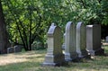 Mount Auburn Cemetery with several tombstones in Massachusetts