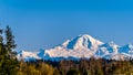 Mount Baker, a dormant volcano in Washington State viewed from Glen Valley near Abbotsford British Columbia, Canada