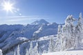 Mount Baker mountain peak summit, North Cascades National Park winter nature scene Royalty Free Stock Photo