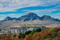 Mount Beshtau near Pyatigorsk, Stavropol region. Beshtau is an isolated five-domed igneous mountain near Pyatigorsk