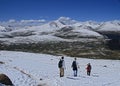 People descending from Mount Bierstadt in Colorado