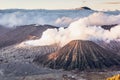 Mount Bromo detail landscape view with clouds background in high resolution image