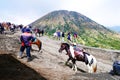 Mount Bromo volcano during fog and cloud season. Mount Penanjakan in Bromo Tengger Semeru National Park, East Java, Indonesia Royalty Free Stock Photo