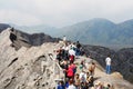 Mount Bromo volcano during fog and cloud season. Mount Penanjakan in Bromo Tengger Semeru National Park, East Java, Indonesia Royalty Free Stock Photo