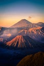 Mount Bromo volcano Gunung Bromo at sunrise with colorful sky Royalty Free Stock Photo