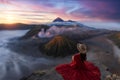 Mount Bromo volcano at sunrise, Java, Indonesia Royalty Free Stock Photo