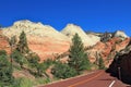 Zion National Park Desert Landscape at Checkerboard Mesa along Carmel Highway, Utah, USA Royalty Free Stock Photo