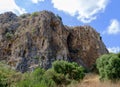 Mount Carmel, Israel. Cave of a prehistoric human in Nahal Me`arot National Park