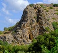 Mount Carmel, Israel. Cave of a prehistoric human in Nahal Me`arot National Park