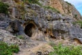 Mount Carmel, Israel. Cave of a prehistoric human in Nahal Me`arot National Park