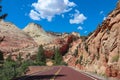 Mount Carmel U.S. scenic highway road 9 to with panoramic view of Aires Butte in Zion National Park Canyon, Utah, USA