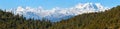 Mount Chaukhamba and woodland, Himalaya mountain