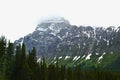 Mount Chephren on foggy day in Banff National Park Royalty Free Stock Photo