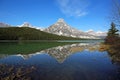 Mount Chephren and trees On Waterfowl Lake Royalty Free Stock Photo