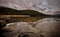 Mount Chephren and Waterfowl lake in autumn. Royalty Free Stock Photo